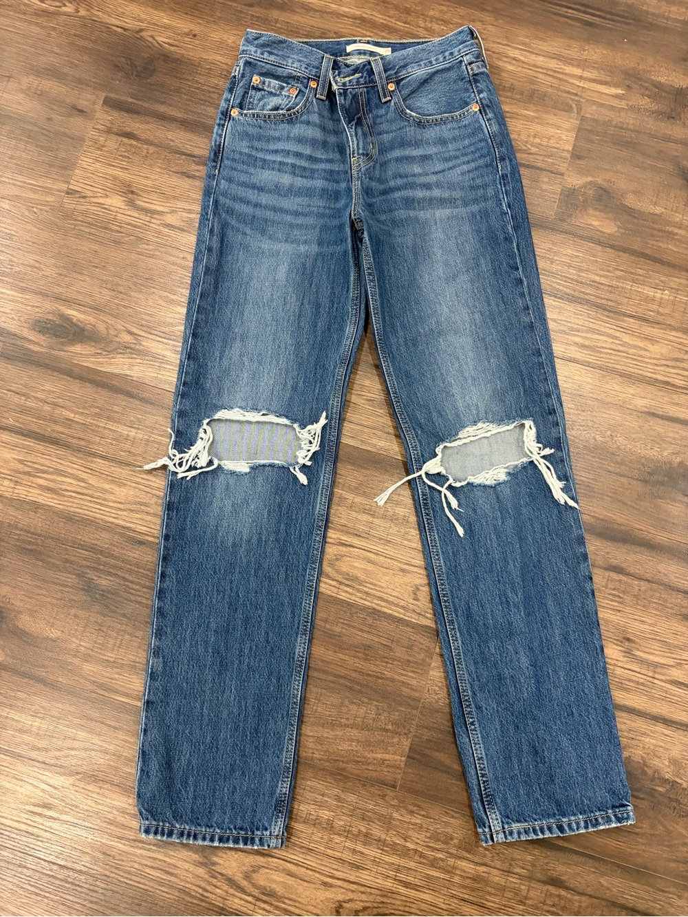 Levi's Blue Straight-Leg Ripped Jeans Women’s Size 25
